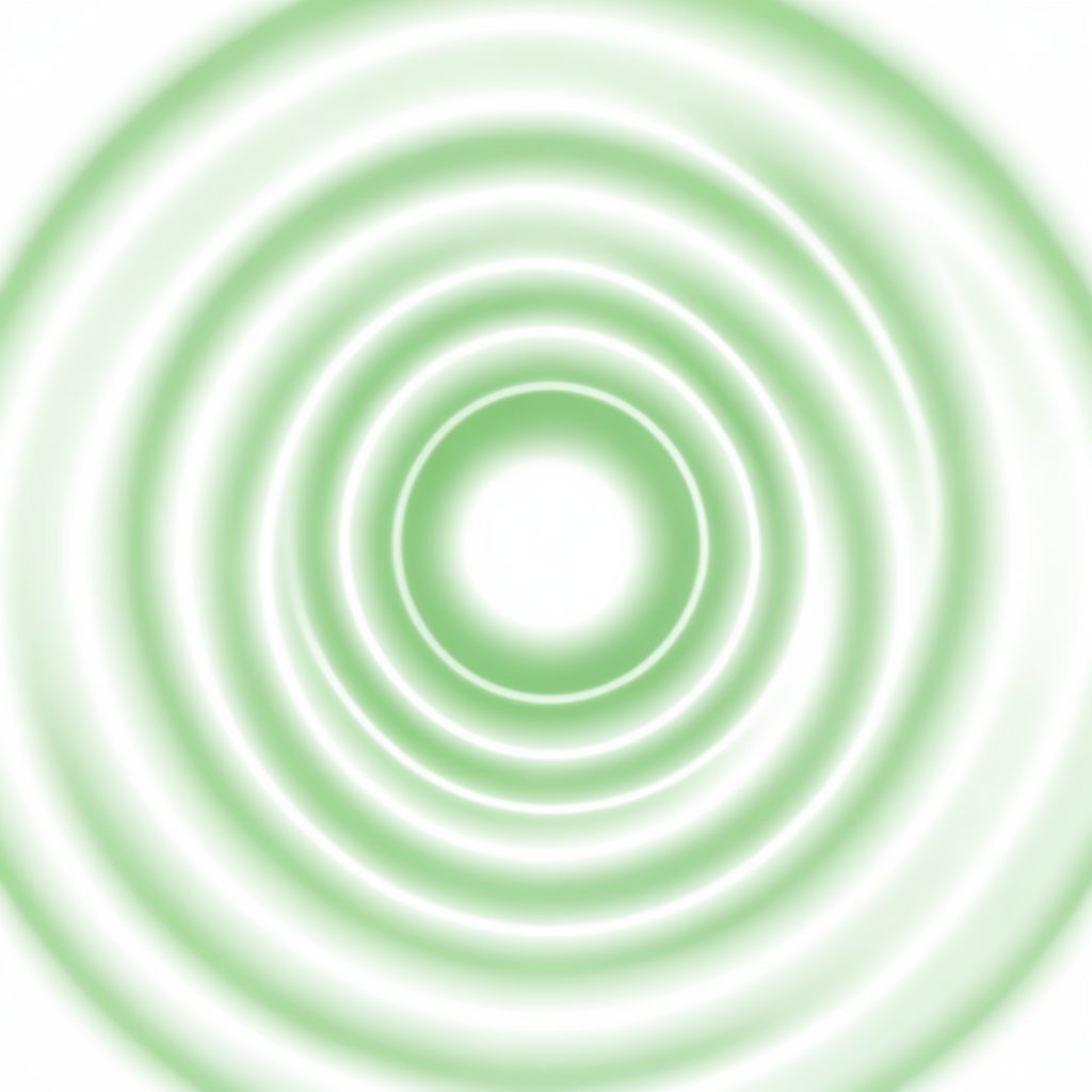 Abstract radial pattern of soft green concentric circles fading into white, suggesting radio waves or signal propagation