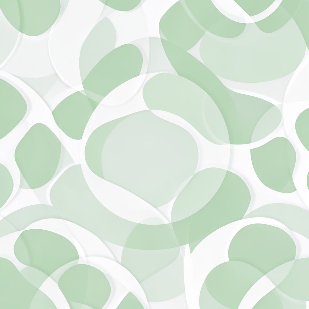 Soft abstract circular pattern in pale green and white, suggesting connection and dialogue